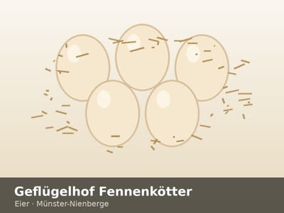 Zeichnung von Eiern mit dem Schriftzug Geflügelhof Fennenkötter